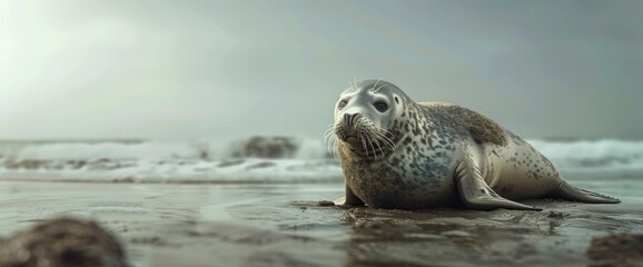 A Seal Basking On The Shore,High Resolution, Ultra HD