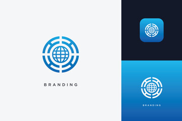 Fototapeta premium Global Networking Marketing Trading Logo