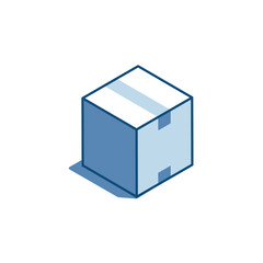 isometric vector box linear icon, in color on a white background, parcel or postal item