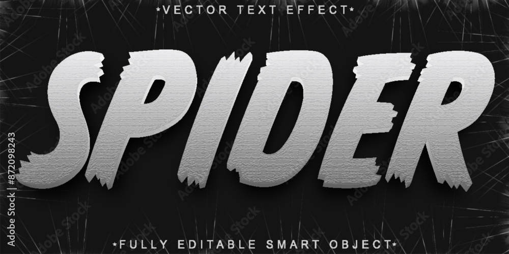 Poster horror spider vector fully editable smart object text effect