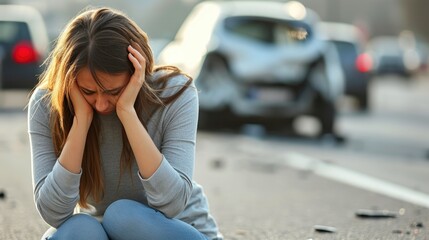 Fototapeta premium Accident Survivor: Woman in Emotional Pain