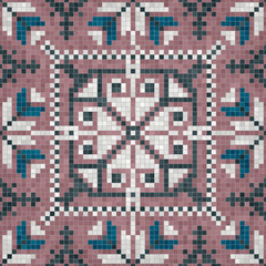 Fototapeta premium Mosaic tiles background, seamless vector pattern