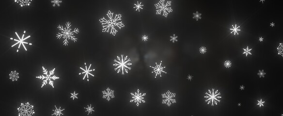 Snowflakes - With Realistic Snowflakes Overlay On Light Silver Backdrop. Xmas Holidays