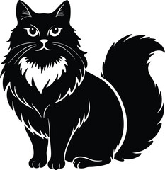 Obraz premium Persian cat icon Silhouettes, Funny Kitten Character on white background