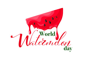 world watermelon day. vector illustration. red watermelon isolated on white