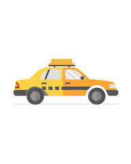 Obraz premium Stylized yellow taxi cab with a retro-inspired design and black accents. Transportation illustration design art isolated on a white background
