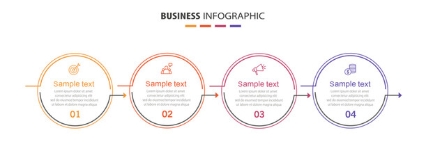 Business infographic design template with 4 options, steps or processes. Can be used for workflow layout, diagram, annual report, web design	