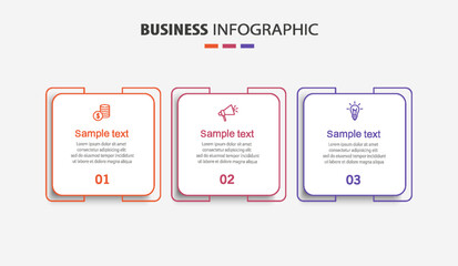 Business infographic design template with 3 options, steps or processes	