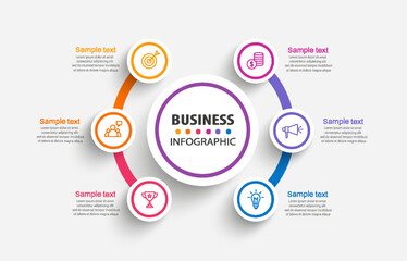 Infographic design business template with icons and 6 options