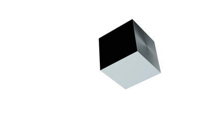 Cube isolated transparent PNG. 3D box square cubic shaped elements. Metallic material surface. Shiny and reflective.
