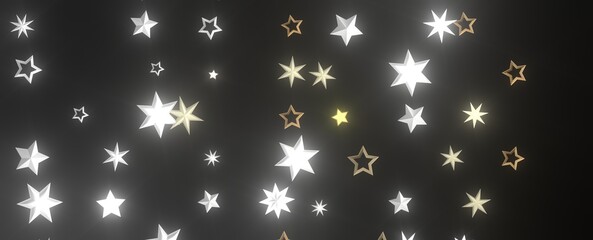 Plummeting Christmas Sparkles: Captivating 3D Illustration of Descending Holiday Star Glitters