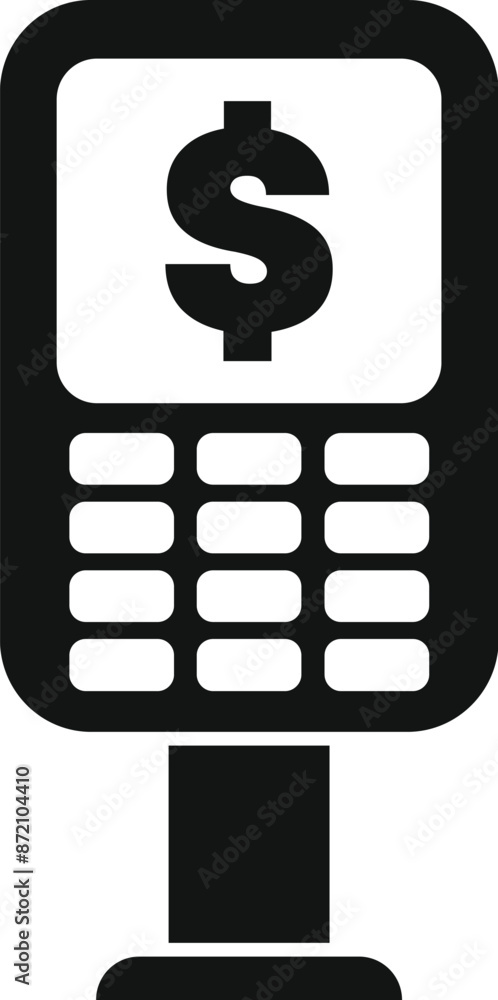 Poster simple icon of a payment terminal showing dollar currency symbol for financial transactions