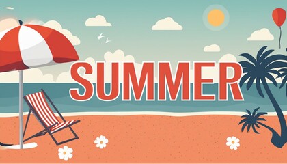 An illustration featuring a logo alongside the word 'summer'.