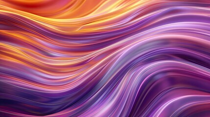 Obraz premium Abstract fluid art featuring vibrant waves of purple, orange, and gold hues, creating a dynamic and mesmerizing visual effect.
