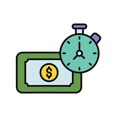 time is money icon with white background vector stock illustration