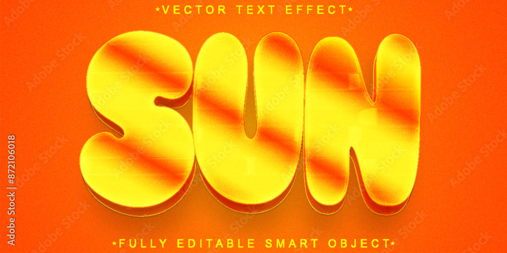 Poster cartoon sun vector fully editable smart object text effect