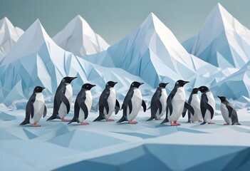 Obraz premium penguin ice poly art