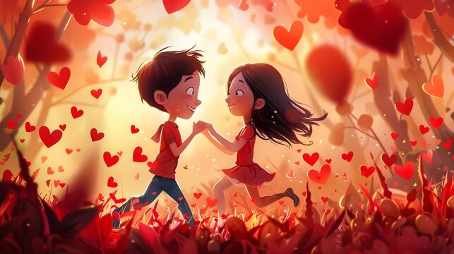  the love between a girl and boy with a captivating red love effect