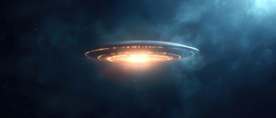 Futuristic UFO craft exploring the vast universe, depicting non-terrestrial presence