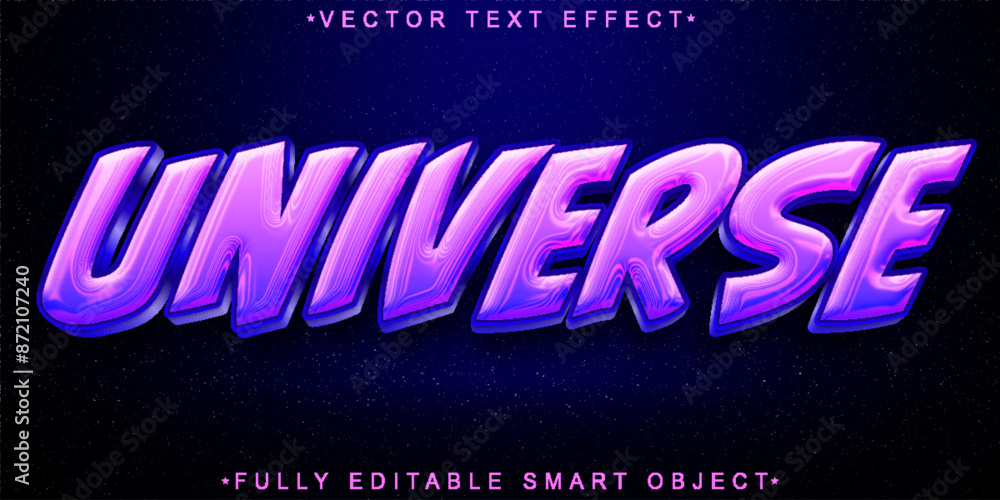 Poster purple universe space vector fully editable smart object text effect