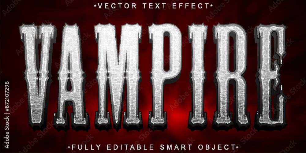 Poster horror dark gray vampire vector fully editable smart object text effect