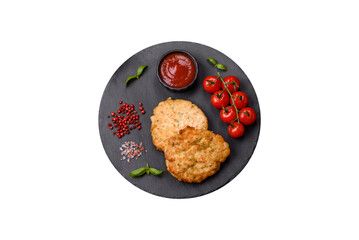 Delicious fried chicken chops with salt, spices and herbs