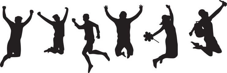 jumping people silhouette vector