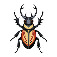 illustration of a horn beetle on white