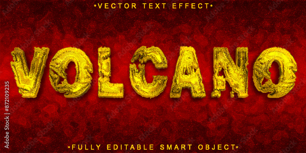 Poster hot volcano vector fully editable smart object text effect