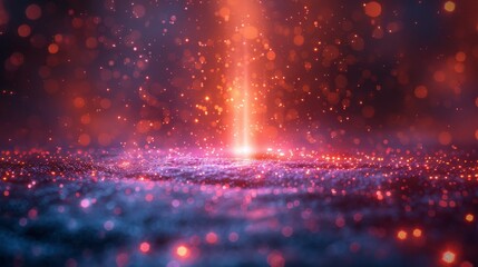 Abstract Glowing Light Beam with Bokeh Effect - Generative AI