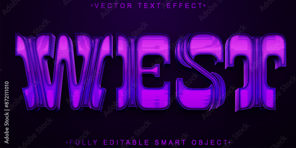 Poster purple shiny west vector fully editable smart object text effect