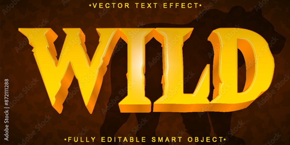 Poster cartoon orange wild vector fully editable smart object text effect