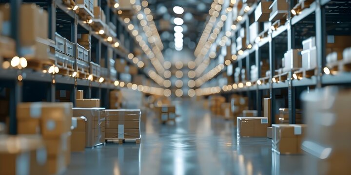 IoT technology optimizes warehouse operations with connected devices for efficiency and management. Concept IoT Technology, Warehouse Operations, Connected Devices, Efficiency, Management