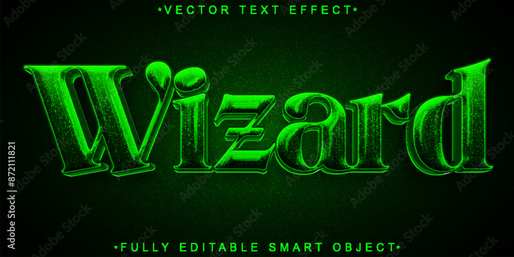 Poster green wizard vector fully editable smart object text effect