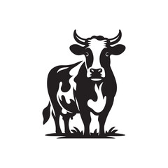 Naklejka premium Cow black silhouette vector icon on White Background