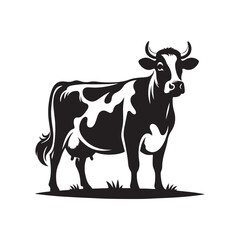 Cow black silhouette vector icon on White Background