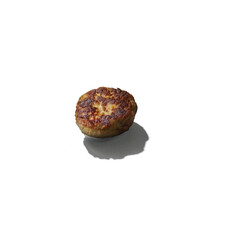 Bun isolated on white background. Bun clipping path. Top view. Selective focus and copy space. Junk food of Fast Food collection.