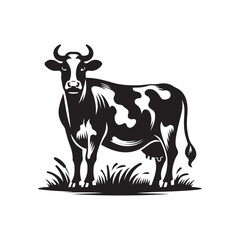 Cow black silhouette vector icon on White Background