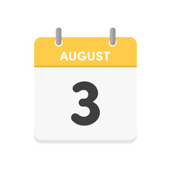 8月3日･August 3の日めくりカレンダーのアイコン - 8/3の日付入りの暦のデザイン素材
