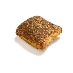 Bun isolated on white background. Bun clipping path. Top view. Selective focus and copy space. Junk food of Fast Food collection.