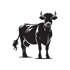 Cow black silhouette vector icon on White Background