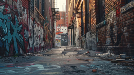 Fototapeta premium Colorful Graffiti Adorning Walls of Urban Alleyway