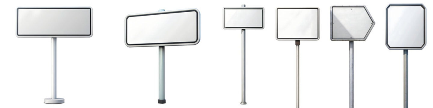 Naklejki Blank white road signs transparent background PNG file
