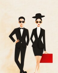 Two Asian business persons laptop computer