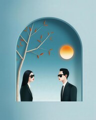 Two Asian business persons modern office