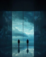 Two Asian business persons office work