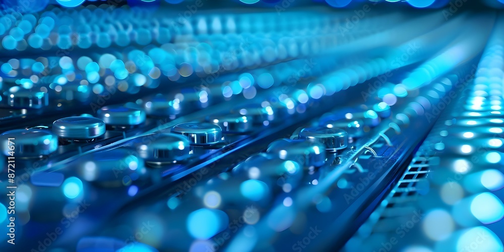 Aufkleber integrating digital optics network with blue circuitry for efficient production maintenance. concept