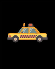 Fototapeta premium Yellow cab graphic featuring bold lines and a two-tone color scheme. Transportation vector design art isolated on a transparent background.