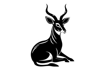 Sitting antelope silhouette vector  illustration  © Sumondesigner_42