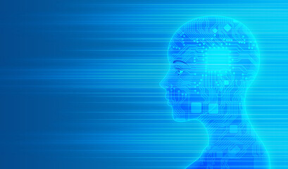 Artificial Intelligence Electronic Circuit Board Humans and High-Tech Future Society